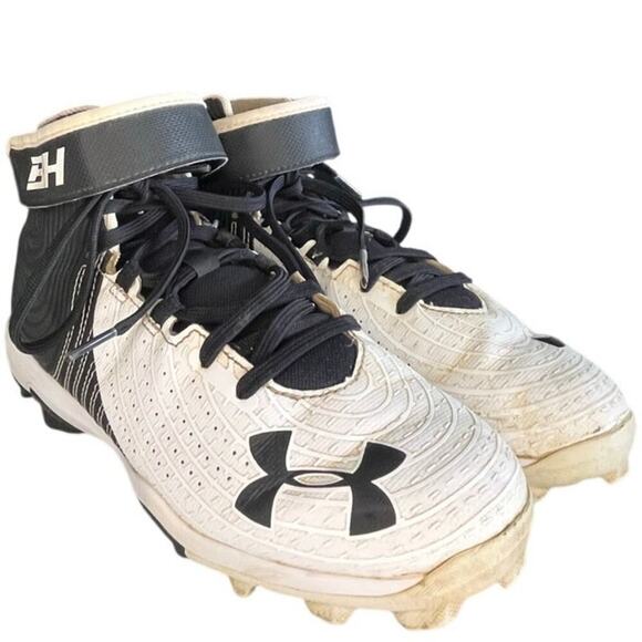 Boys Under Armour Harper 4 3022061-100 Leather Baseball Cleats Size 5Y White - Picture 3 of 6